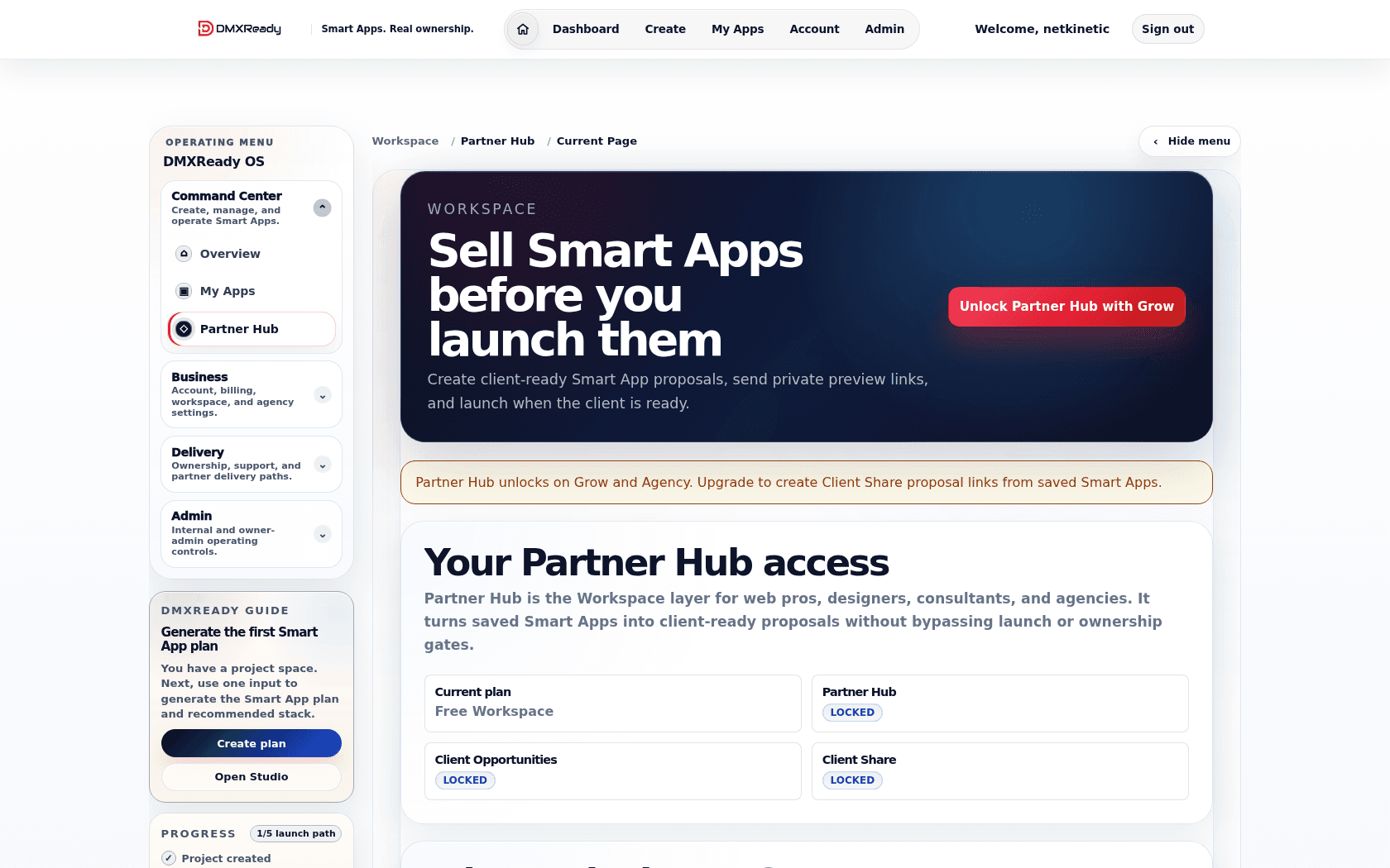 DMXReady Partner Hub dashboard preview